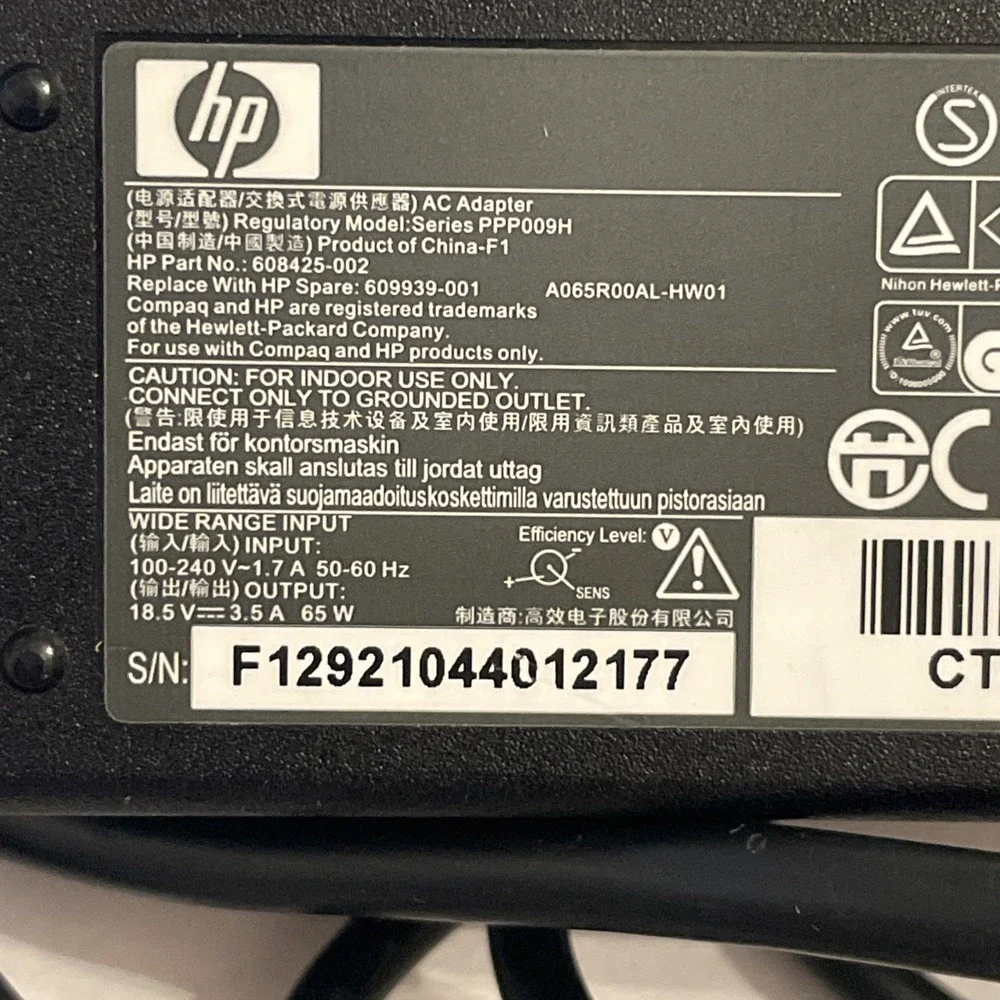 Genuine hp AC Power Adapter Charger PPP009H 609939-001 18.5V @ 3.5A